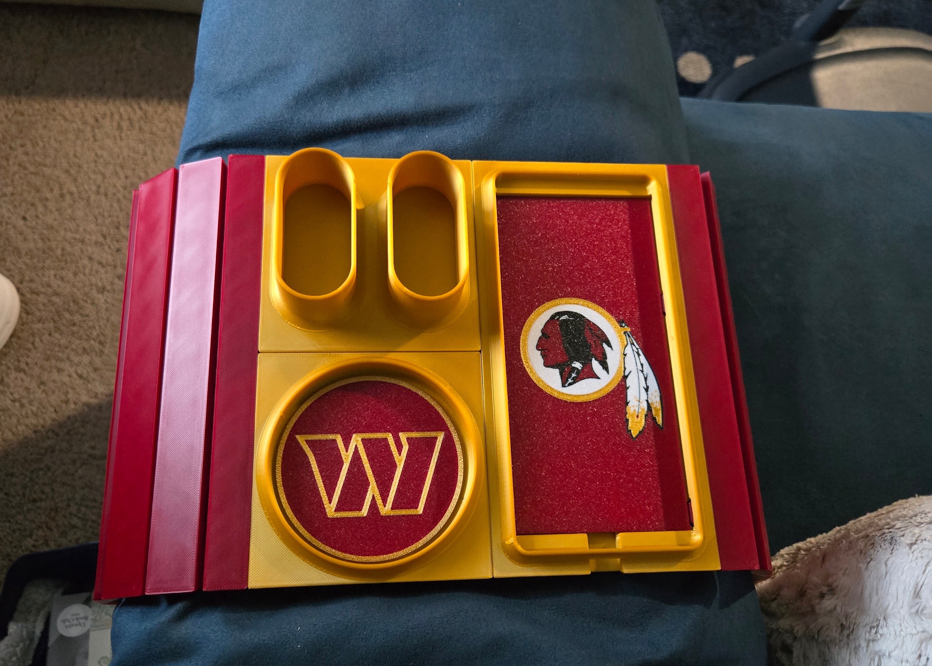 Red and gold Armchair Organizer with logo
